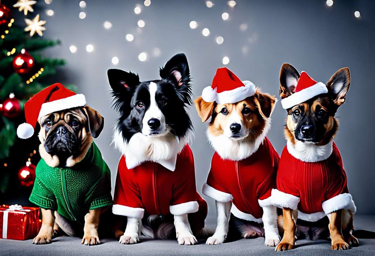 Des tenues festives pour chiens à noël : joie et éclat dans l'air
